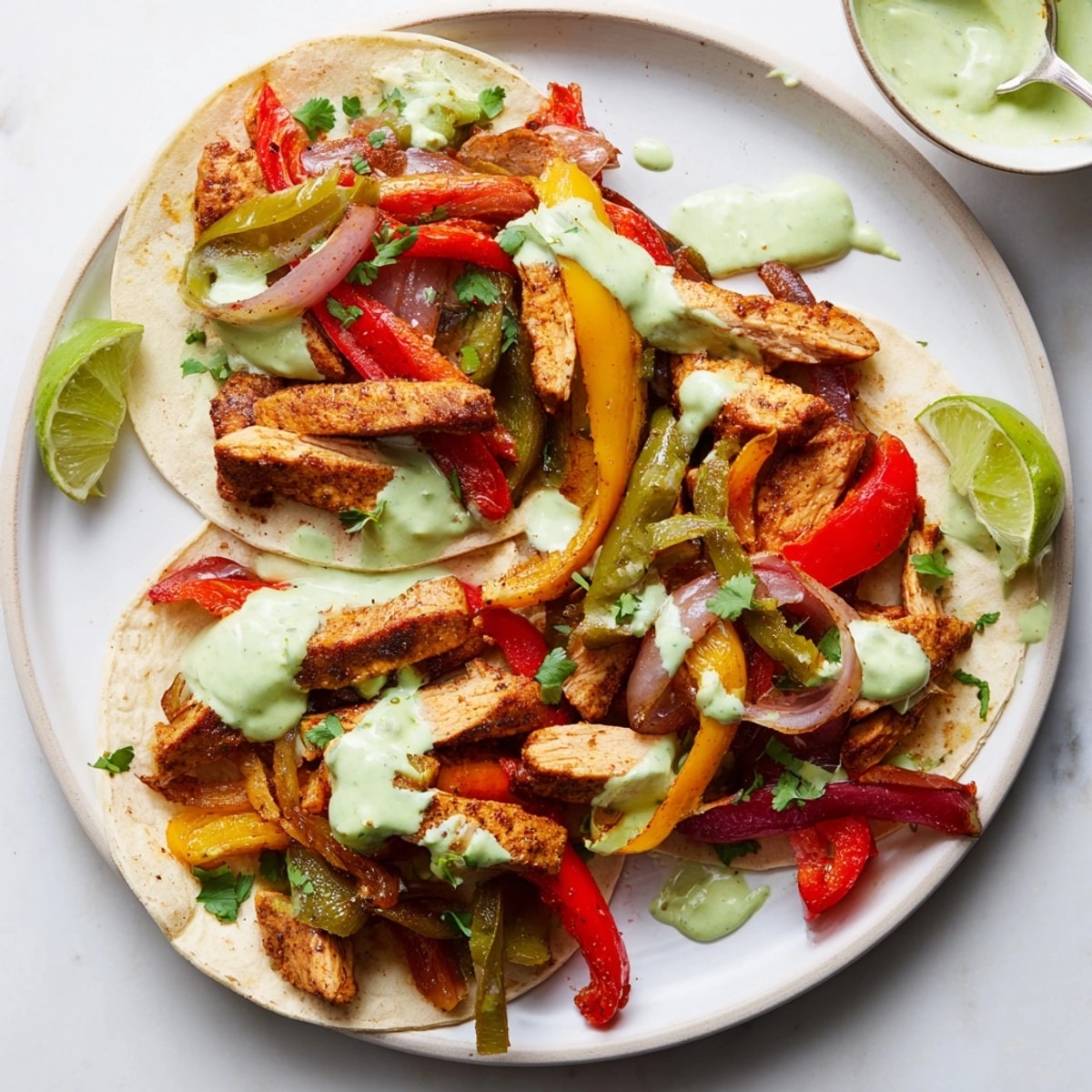 Chicken Fajitas recipe: a close-up of the warm, colorful, satisfying Tex-Mex dinner.