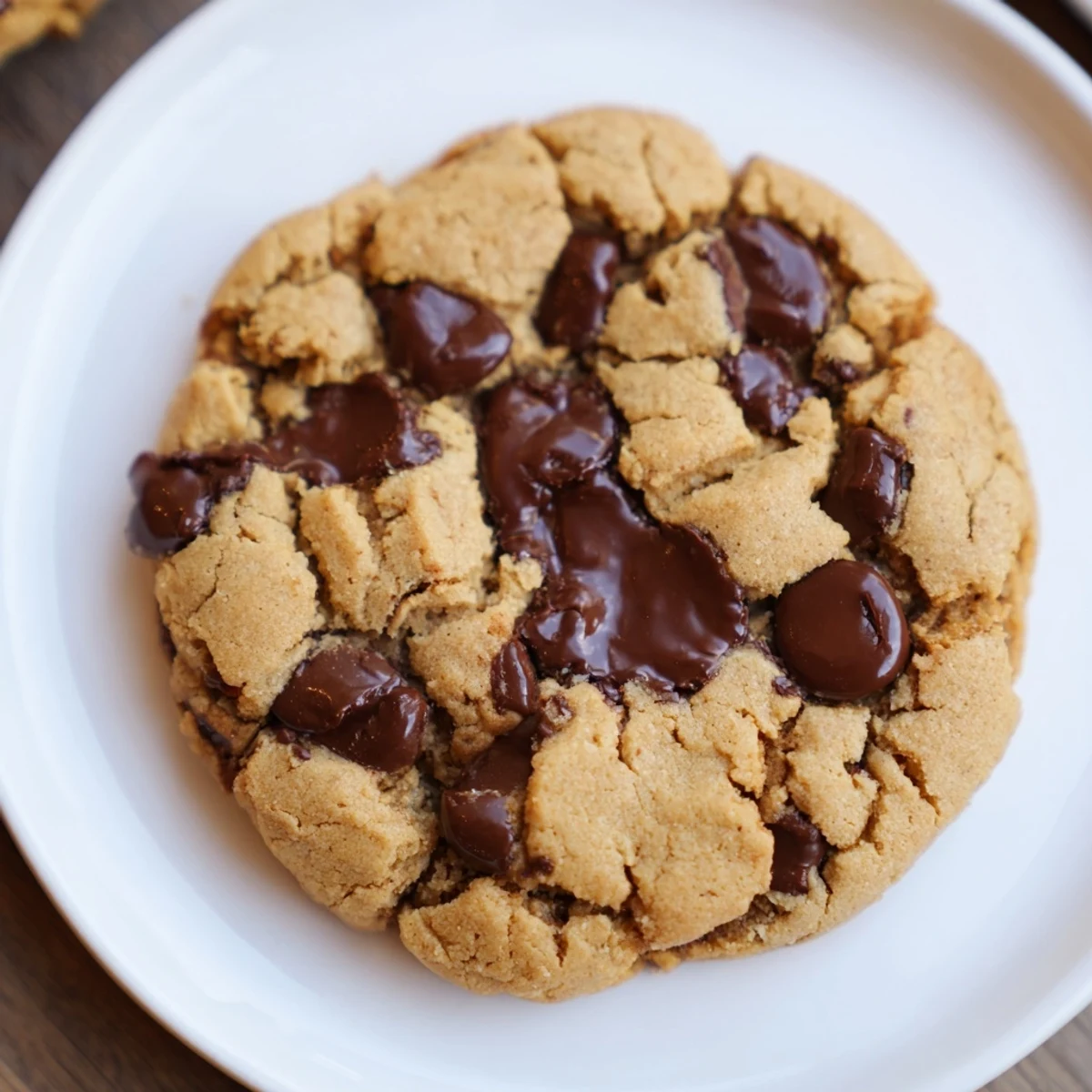 Warm, golden Peanut Butter Chocolate Chip Cookies just out of the oven, ready to enjoy.