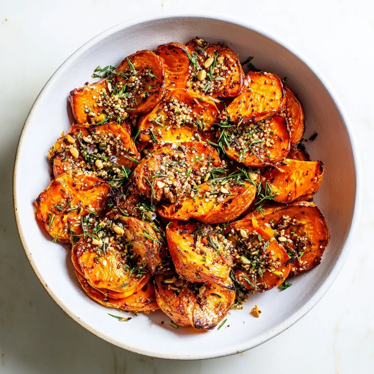 Imagine a filling Warm Herb Bowl overflowing with roasted, tender vegetables, enhanced by herbs like thyme and tarragon.