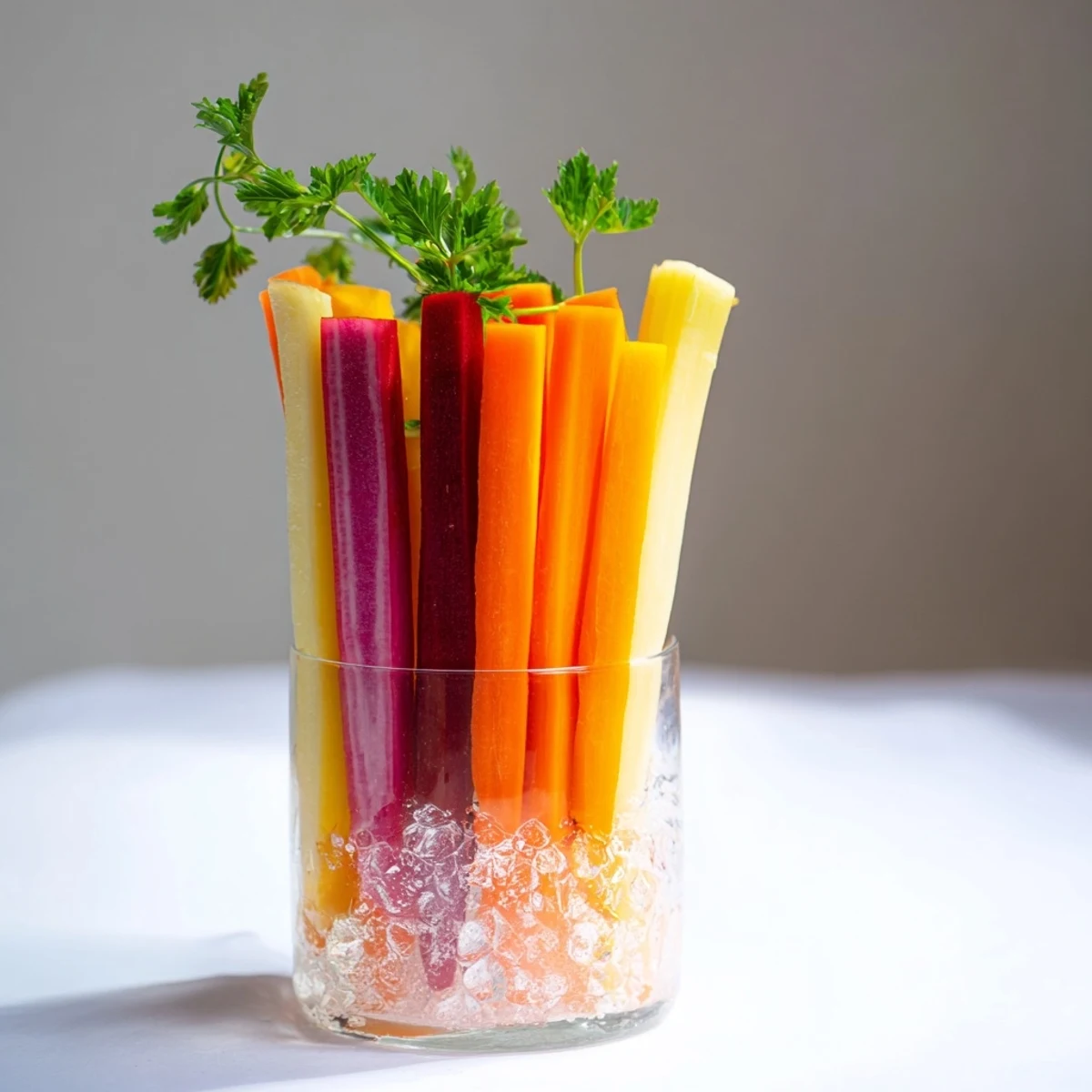 Chilled Simple Crudités: Carrot sticks, a rainbow array of crunchy, colorful vegetables, ready to enjoy.