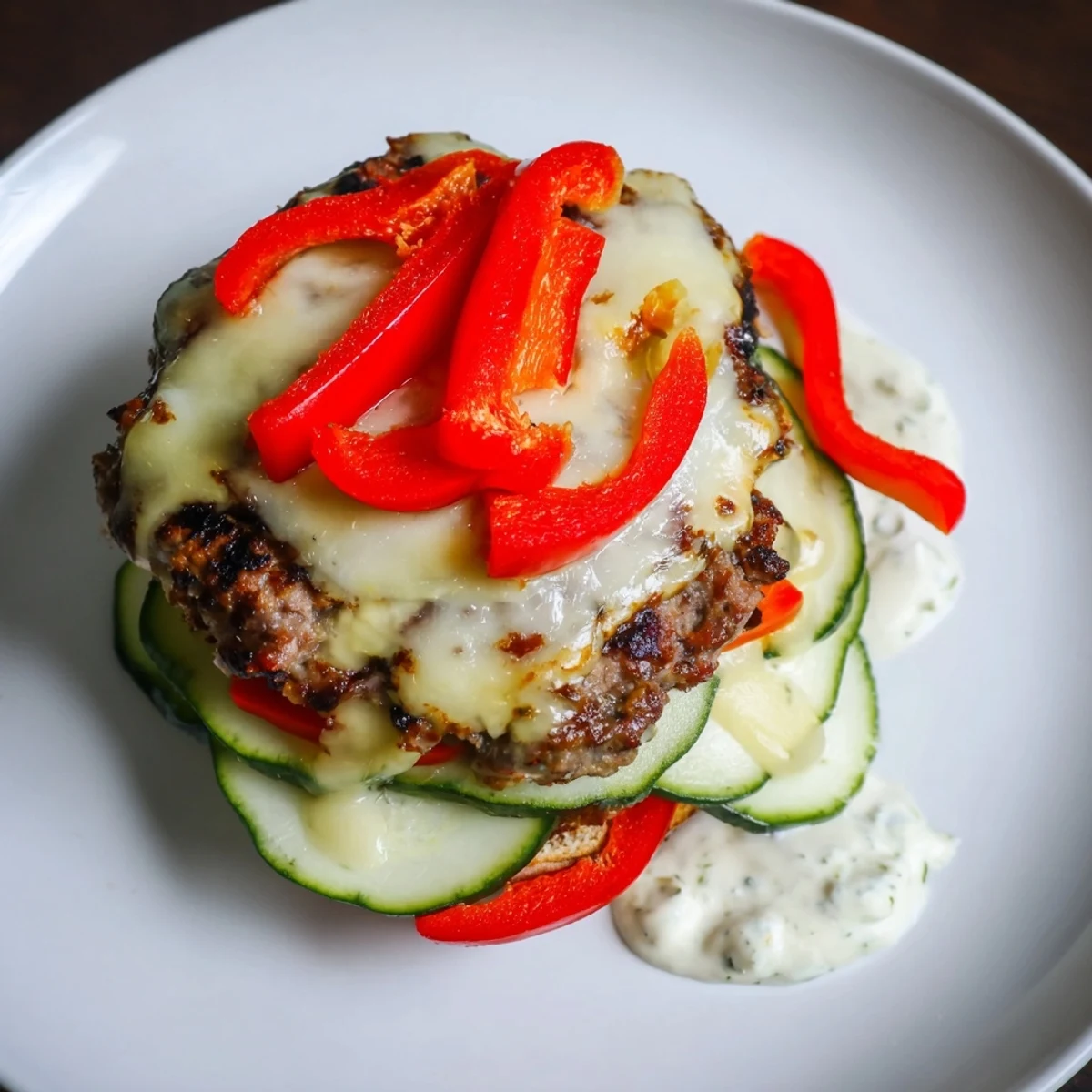 A juicy Fire & Ice Burger, topped with melted pepper jack cheese and ready to serve.