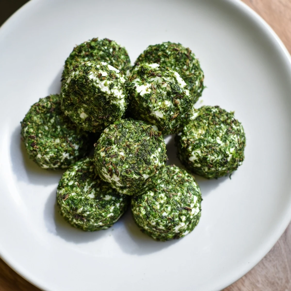 Fresh parsley and dill coat goat cheese for these earthy, vegetarian Mossy Stones, ready to serve.