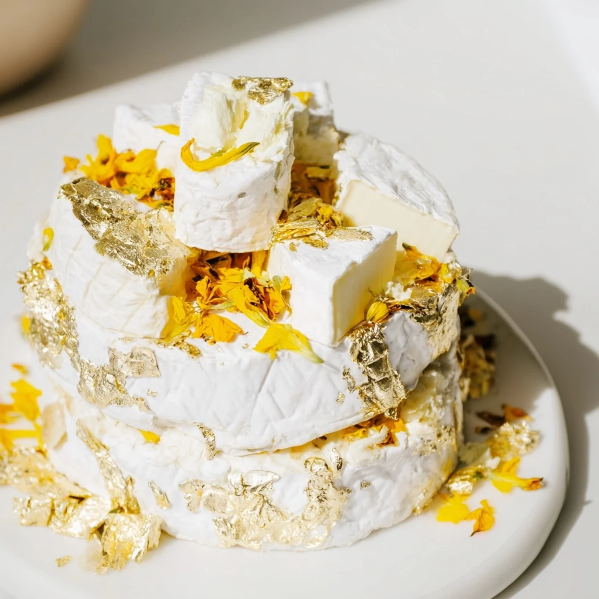 Enjoy this elegant The Gilded Lily cheese platter, richly adorned and perfect for a special occasion.