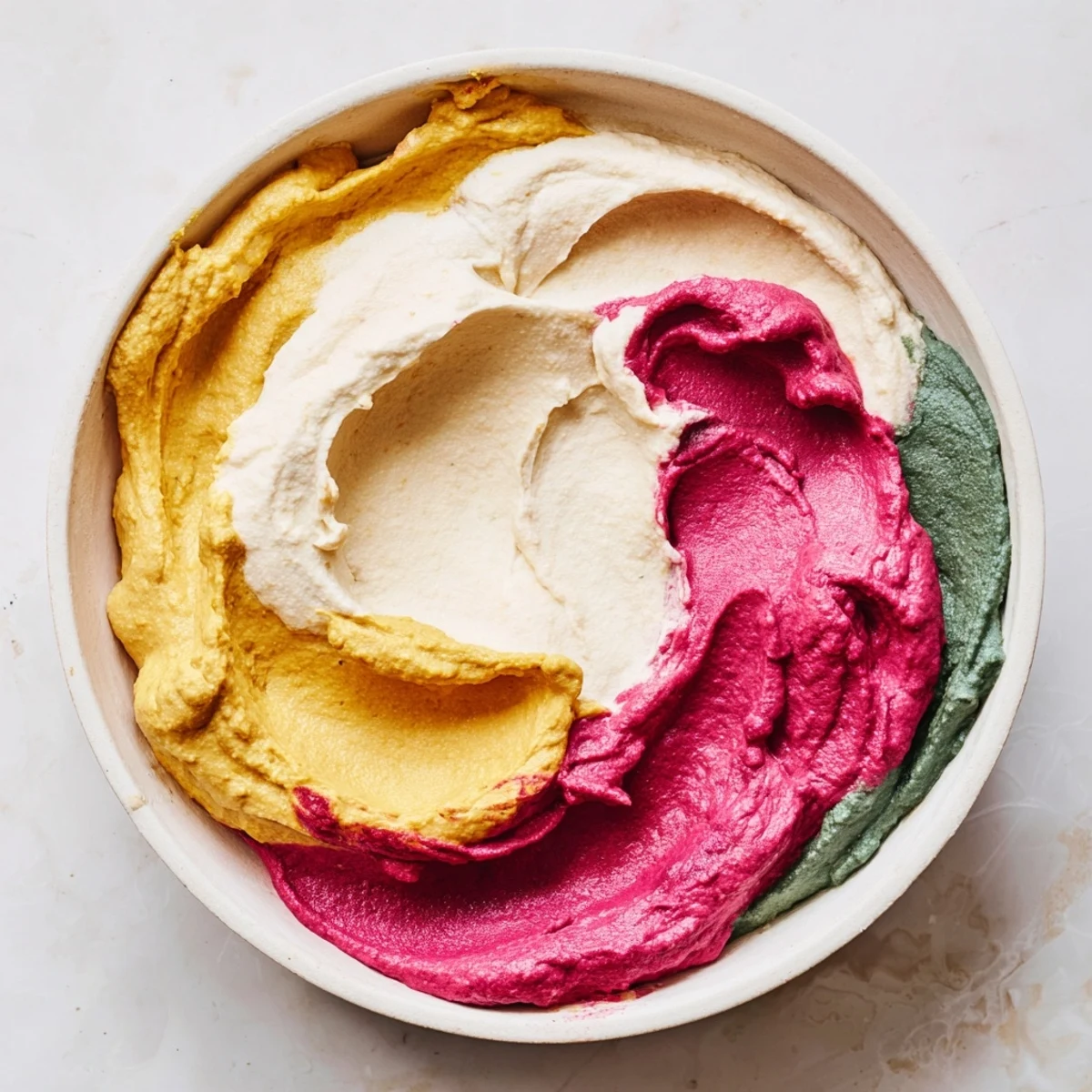 Vibrantly colored marble swirl appetizer, a stunning centerpiece with crackers for dipping.