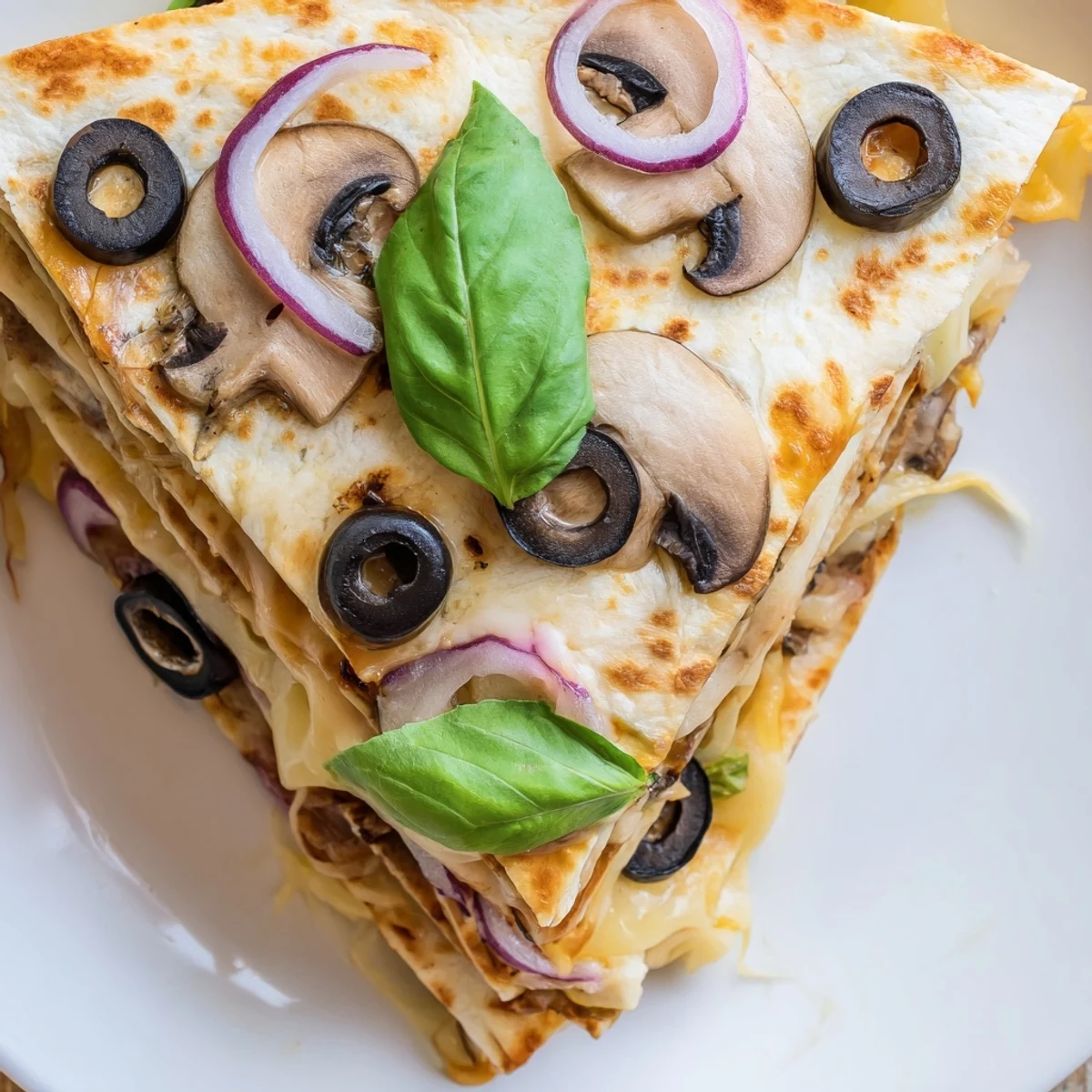 A delicious, crispy Cheesy Tortilla Pizza Wrap, ready to eat and filled with your favorite pizza flavors.