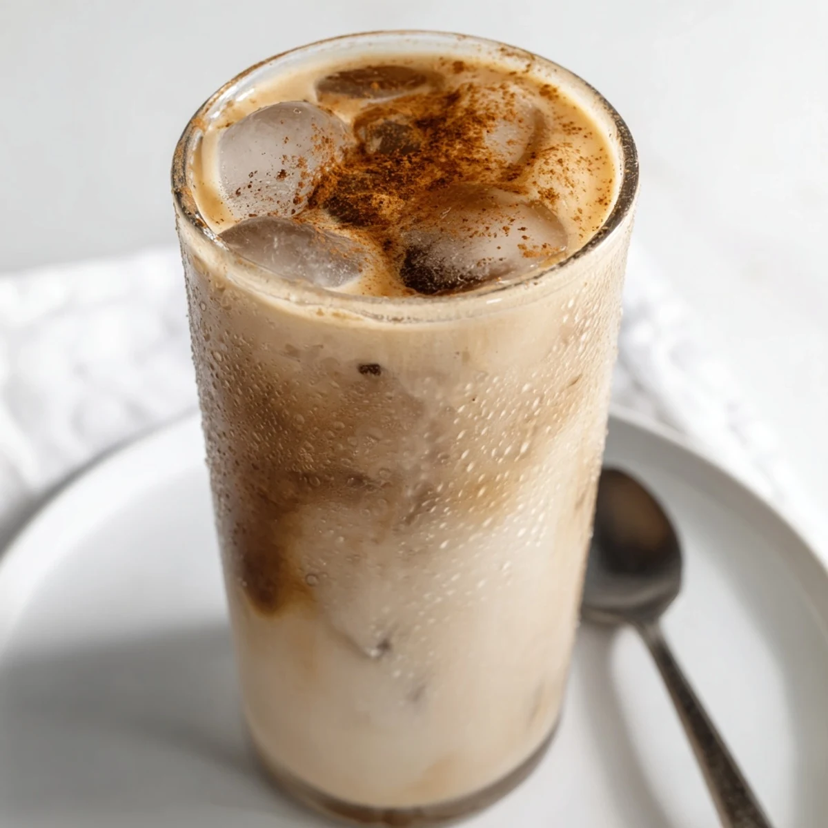 Frothy Proffee Power Blend in a tall glass, a high-protein drink, perfect for a post-workout recovery.