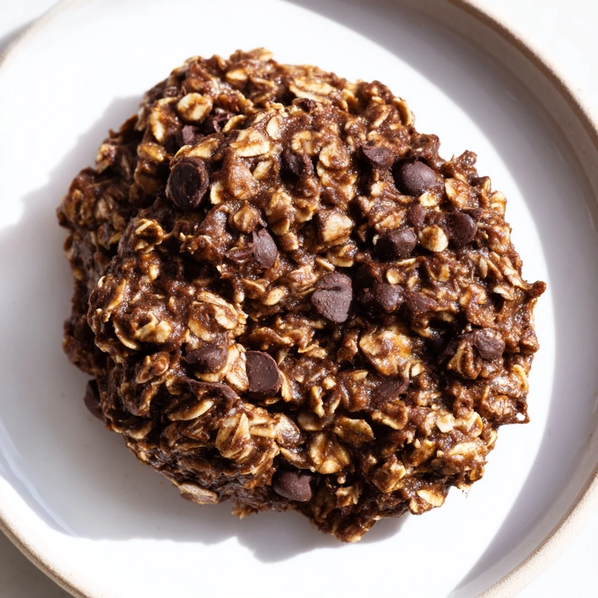 Warm and chewy chocolate oatmeal breakfast cookie, perfect for a quick and delicious morning meal.