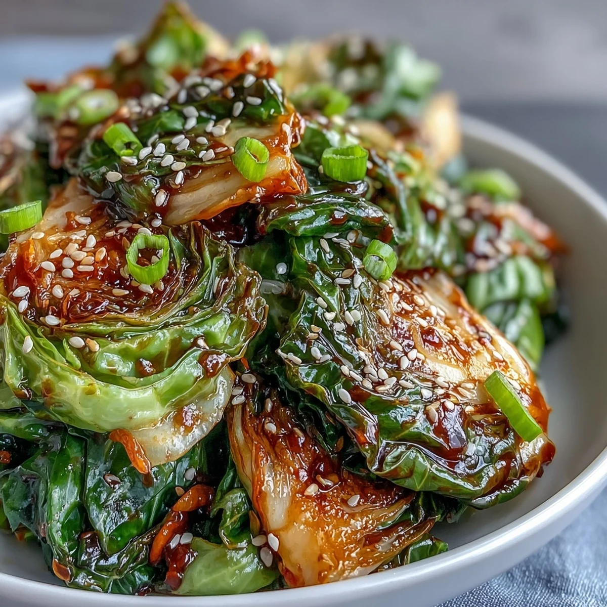 Freshly stir-fried Hot and Sour Cabbage with tender-crisp green cabbage and bright carrots in a spicy, tangy sauce served as a side dish.