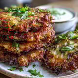 Crispy Cabbage Fritters With Dipping Sauce served hot alongside fresh lemon wedges and a vibrant green salad.