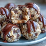 2. Wholesome no-bake oat bites with peanut butter and honey, perfect for quick energy on the go or beach snacking.  