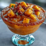 Frozen Cinco de Mayo Mangonada layered with sweet mango, zesty lime, and chamoy sauce.