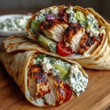Vibrant Tzatziki Chicken Wraps showcasing juicy grilled chicken piled high on flatbread.