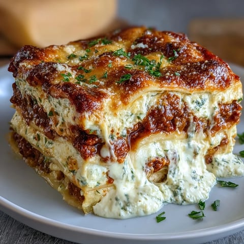 Golden, bubbly mozzarella tops layered Worlds Best Lasagna with meat sauce and creamy ricotta.