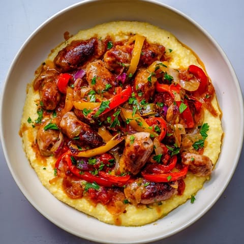 Warm, flavorful Herb-Cozy Skillet Sausage and Peppers bubbling in a skillet, perfect for a cozy supper.