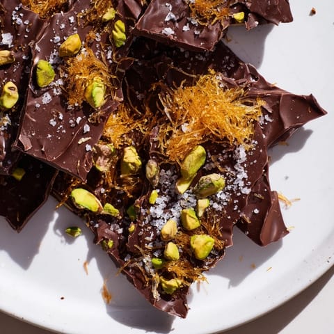 This Kataifi Chocolate Crunch Bark features a tempting mix of textures, including crunchy pistachios and sea salt.