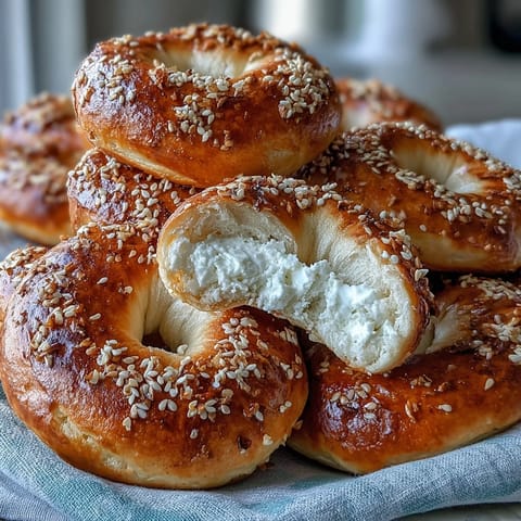 Soft and chewy 2-Ingredient Yogurt Bagels with a golden crust, perfect for a quick homemade breakfast or snack.