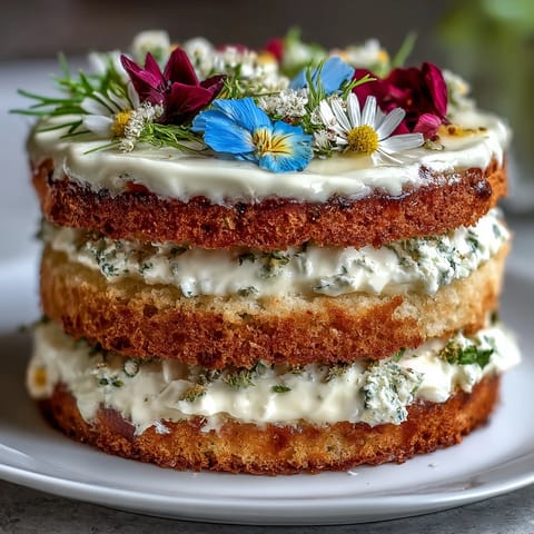 Beautiful spring cake with pressed edible flowers and lemon curd filling, perfect for Easter or Mother's Day celebrations.