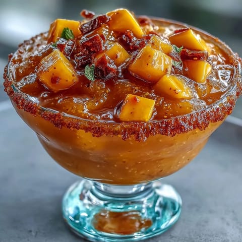 Frozen Cinco de Mayo Mangonada layered with sweet mango, zesty lime, and chamoy sauce.