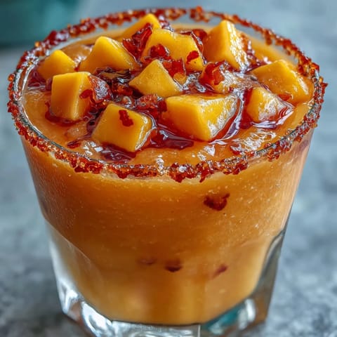 Vibrant Cinco de Mayo Mangonada mocktail cup layered with tangy chamoy and spicy lime.