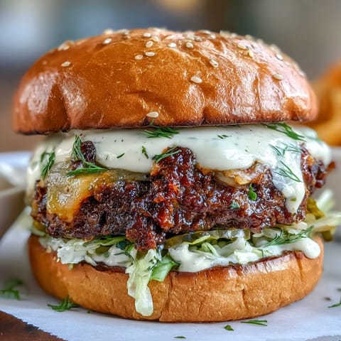 Juicy smash burger with crispy edges, melty cheese, and tangy secret sauce on a toasted bun, perfect for a diner-style meal at home.