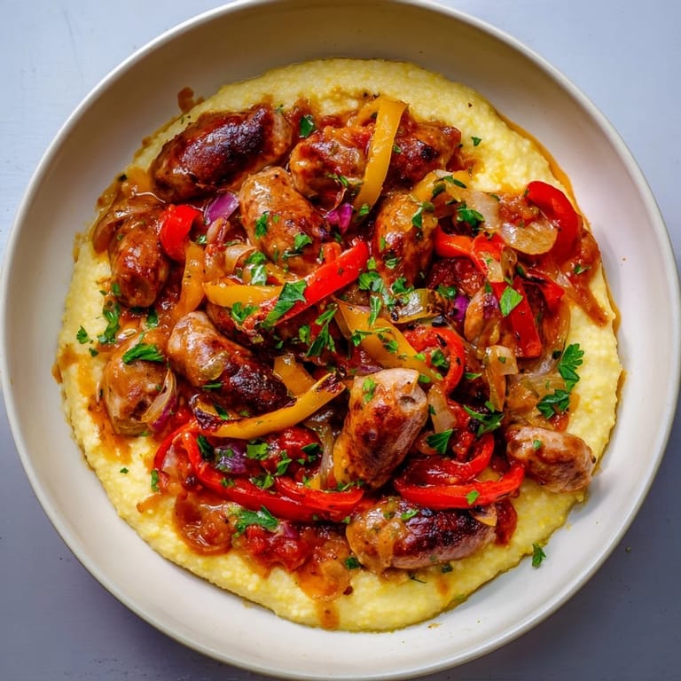 Warm, flavorful Herb-Cozy Skillet Sausage and Peppers bubbling in a skillet, perfect for a cozy supper.
