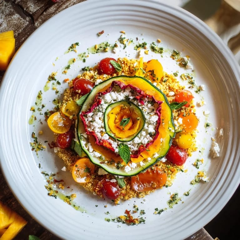 Enjoy the unique flavors of this stunning Concentric Rings of Flavor dish, a flavorful, layered vegetarian salad.