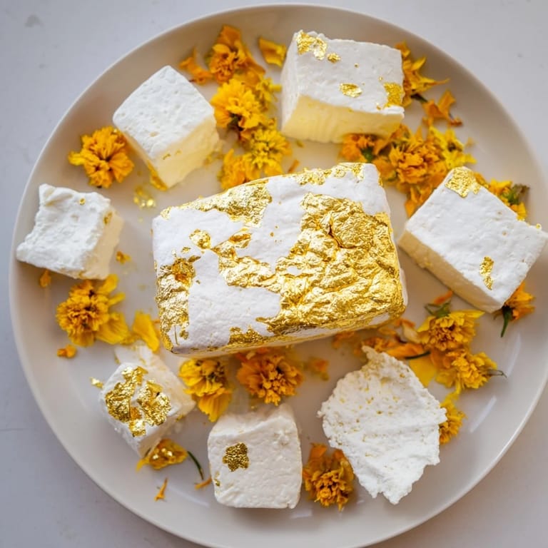 A close-up view of The Gilded Lily cheese board, showcasing creamy cheeses with gold embellishments and petals.