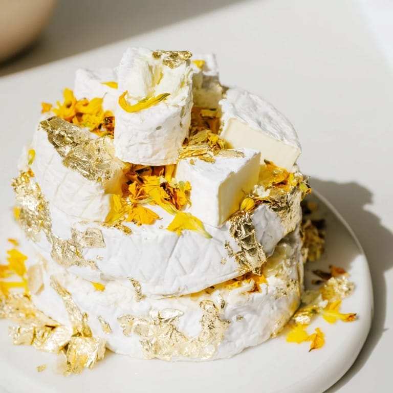 Enjoy this elegant The Gilded Lily cheese platter, richly adorned and perfect for a special occasion.