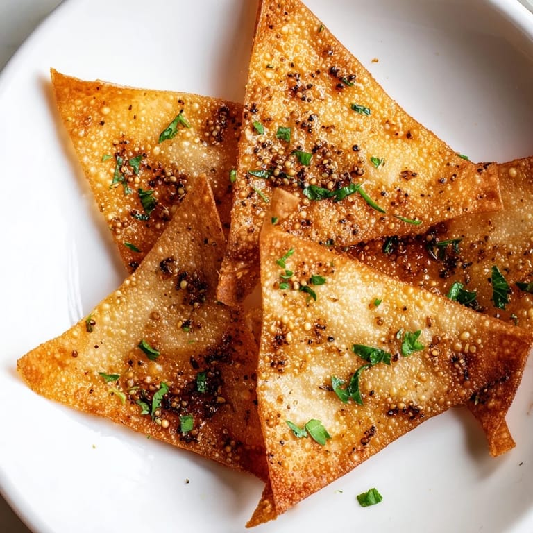 Close-up of freshly air-fried garlic lumpia chips; crunchy and savory-smelling deliciousness.