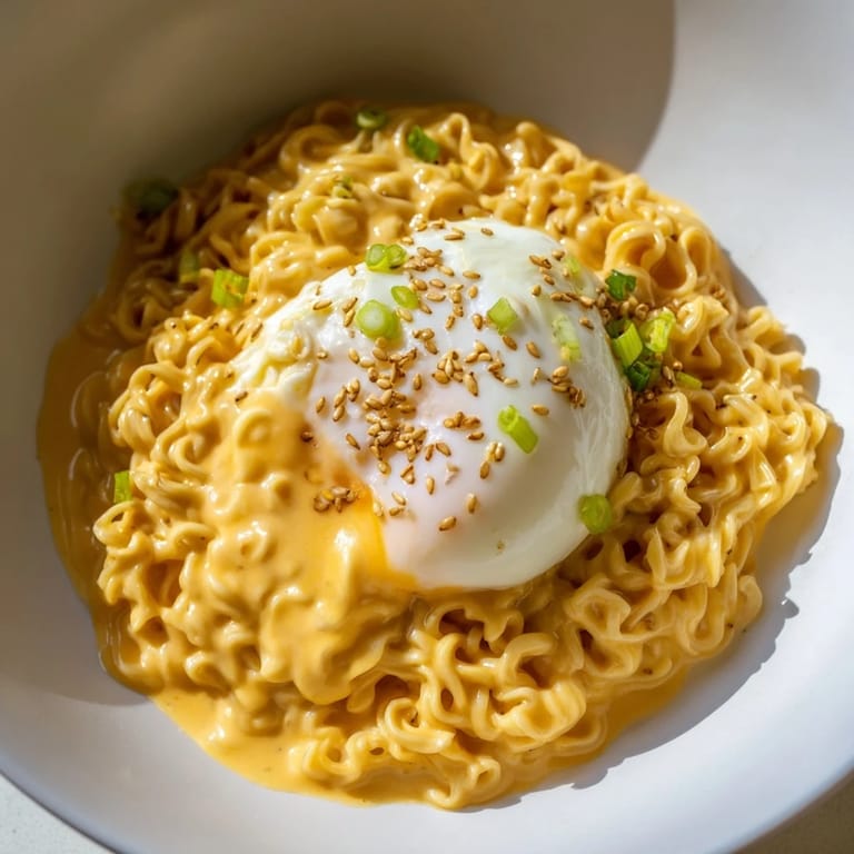 Velvety smooth and cheesy, this Instant Cheese Ramen Bowl is a quick and satisfying vegetarian meal idea.