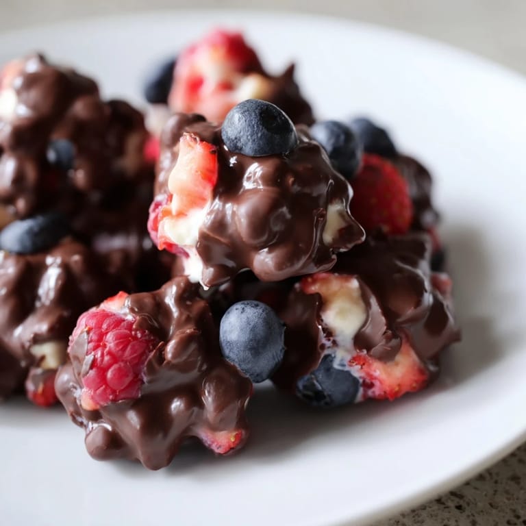 Enjoy a bite of these refreshing Chocolate Yogurt Clusters, boasting a creamy yogurt and chocolate coating.