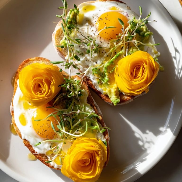 Beautiful Cloud Toast 2.0 breakfast showcasing toasted sourdough, cloud eggs, and vibrant microgreens to enjoy.