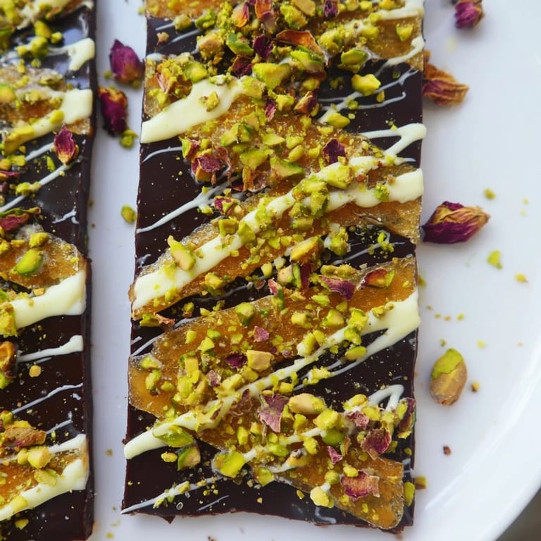 Homemade Dubai Pistachio Chocolate Bark with glistening melted chocolate and crunchy, vibrant green pistachios.