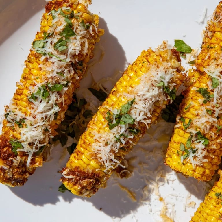 Golden, crispy Cheesy Corn Ribs topped with bubbly cheese and cilantro, arranged on a rustic platter beside fresh lime wedges.  