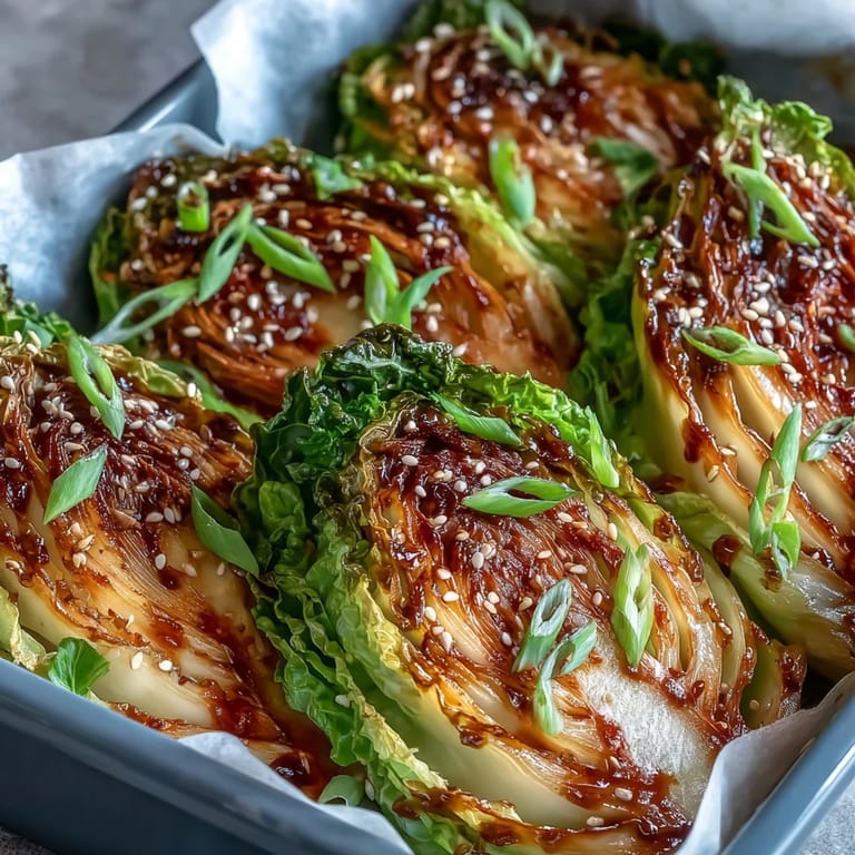 Roasted cabbage wedges with melted miso butter, perfect for a Japanese-inspired side dish.