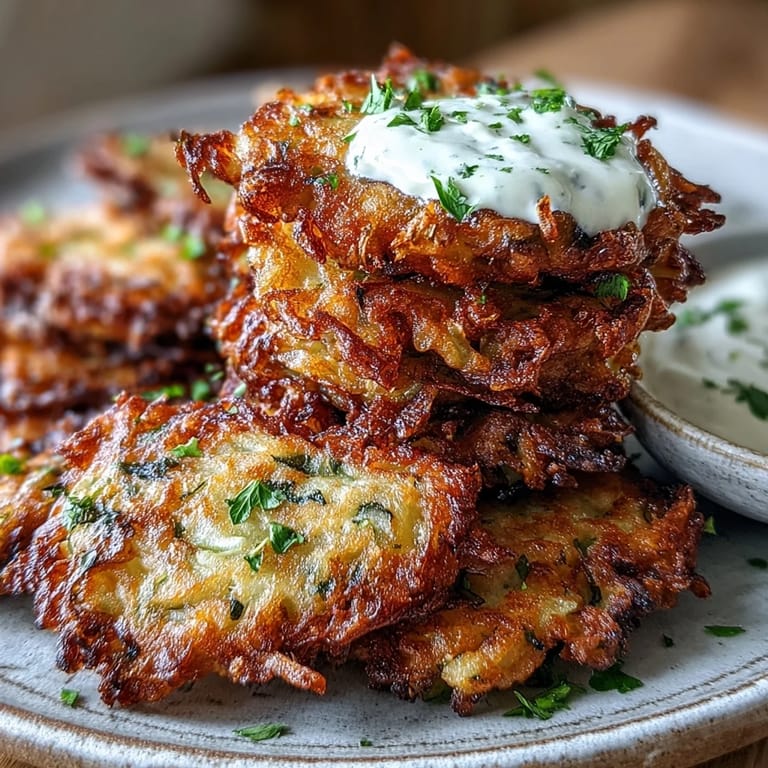 Close-up of Cabbage Fritters With Dipping Sauce highlighting crunchy edges and a tangy yogurt-based sauce.