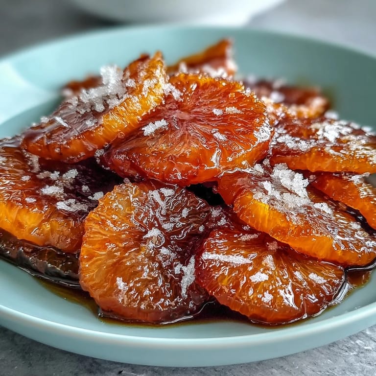 Delicately simmered orange slices in sweet syrup, adding vibrant citrus flavor to cakes, yogurt, or panna cotta.
