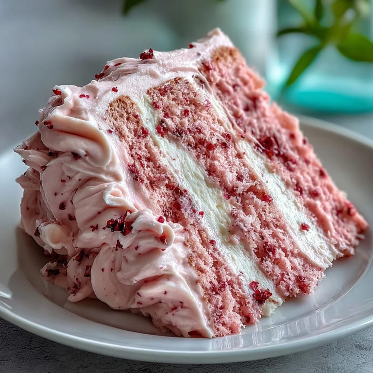 Showstopping vanilla cake layered with strawberry buttercream in an elegant pink ombre design, perfect for Galentine's Day gatherings and celebrations.
