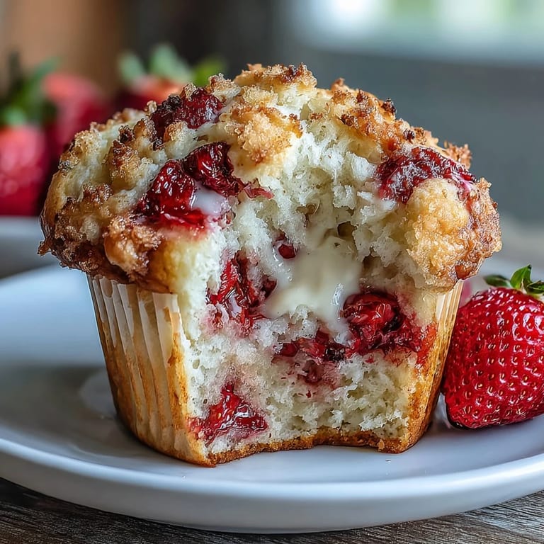 Fluffy Greek yogurt muffins packed with fresh strawberries, baked until golden and fragrant—perfect for brunch gatherings or busy mornings.