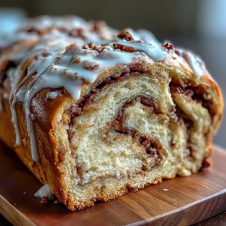 King Cake Cinnamon Babka Loaf with swirls of cinnamon filling and cream cheese, decorated with purple, green, and gold sugars.