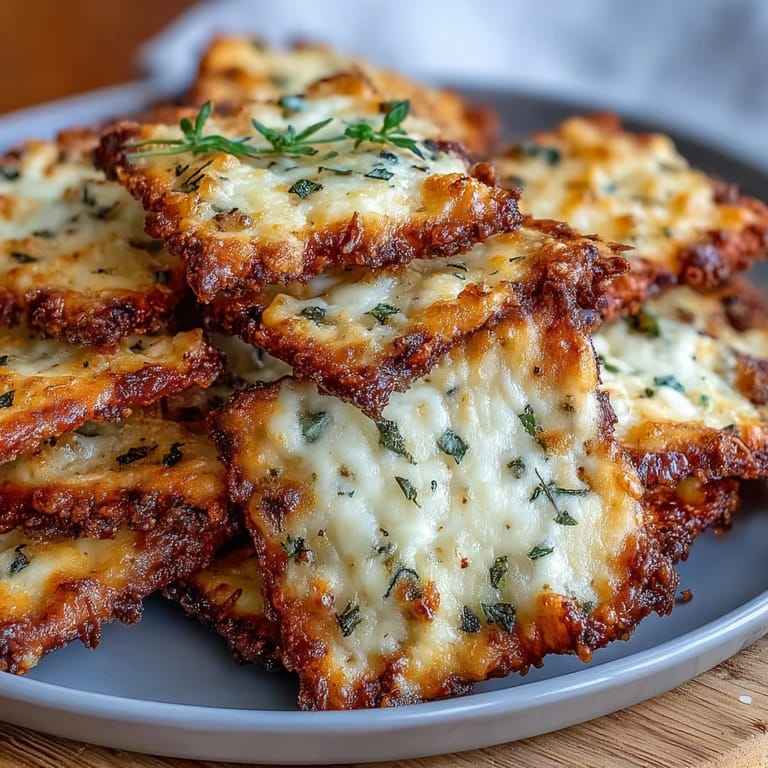 Golden baked crackers loaded with Parmesan and chives, offering a savory crunch that pairs beautifully with dips or cheeses.