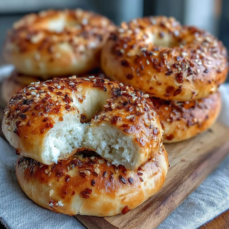 Homemade 2-Ingredient Yogurt Bagels shaped and baked to perfection, ideal for spreading with cream cheese or jam.
