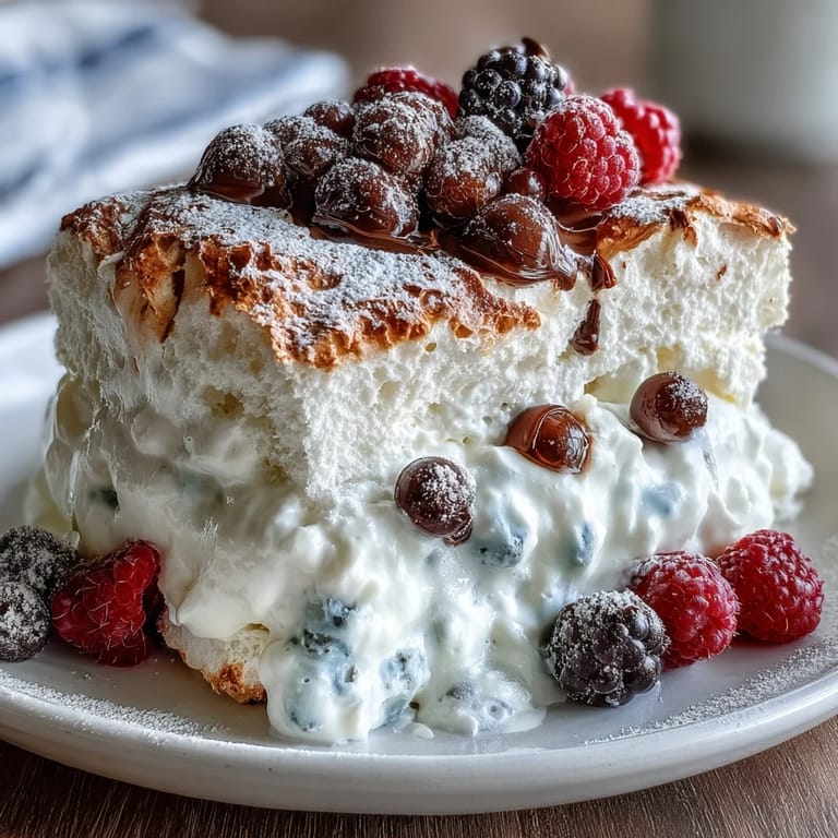 Golden pavlova nest filled with whipped cream and colorful berries, perfect for Mothers Day celebrations.