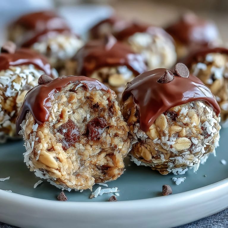 3. Chewy, no-bake oat bites with peanut butter, sweetened with honey, and loaded with chocolate chips for a tasty treat.