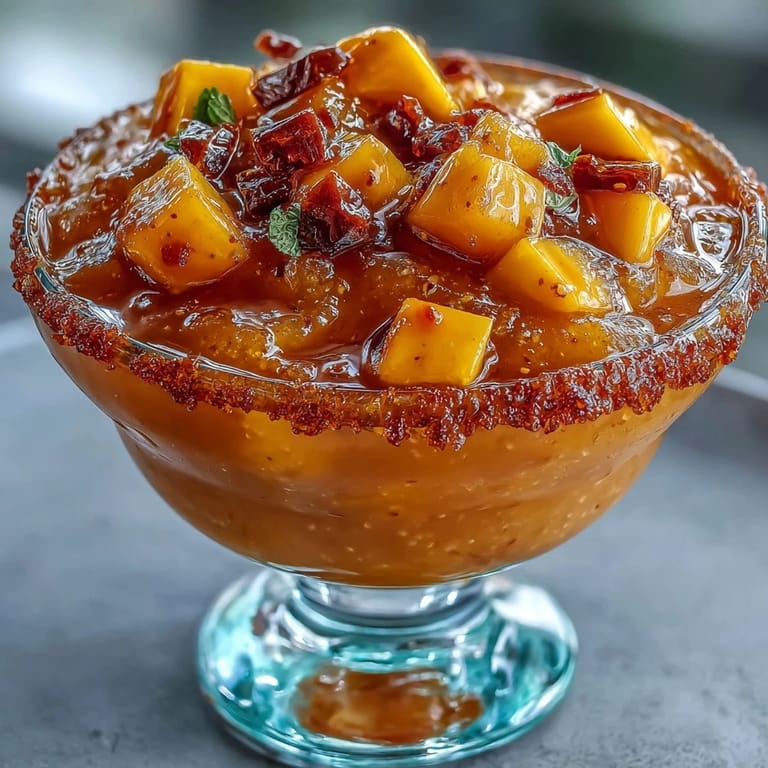 Frozen Cinco de Mayo Mangonada layered with sweet mango, zesty lime, and chamoy sauce.