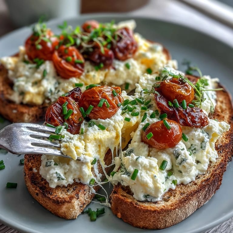 Visually appealing protein-packed cottage cheese scrambled eggs, a hearty and satisfying meal.