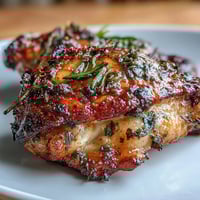 A golden roasted chicken with orange and herb marinade, surrounded by caramelized root vegetables in a rustic roasting pan.  
