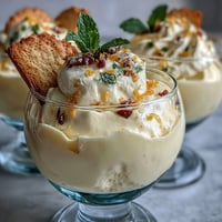 Bright lemon mousse cups topped with fresh berries, served alongside crisp shortbread cookies for a delightful spring dessert.