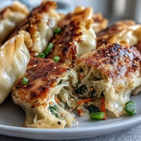 Golden crispy cabbage dumplings served with ginger soy dipping sauce, perfect for a flavorful appetizer or light meal.  
